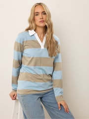 Azul - Moletom Long Tall Sally Stripe Rugby Sweatshirt - Imagem 1 de 5