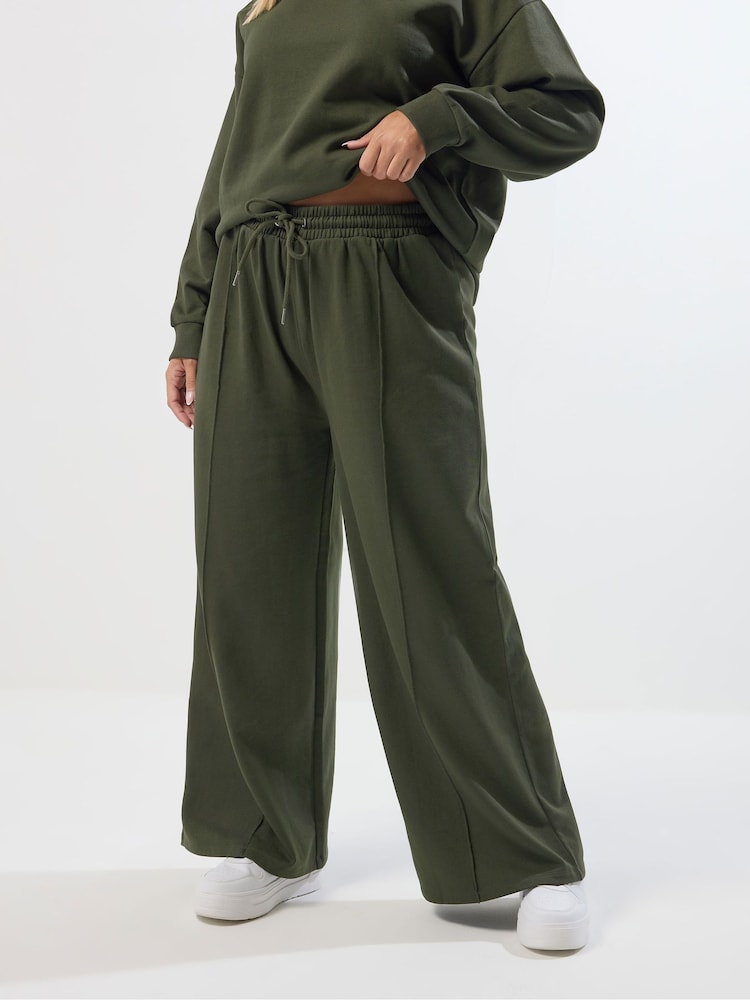 Verde - Calça de moletom Yours Curve com perna larga - Imagem 1 de 5