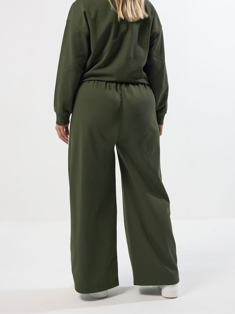 Verde - Calça de moletom Yours Curve com perna larga - Imagem 2 de 5