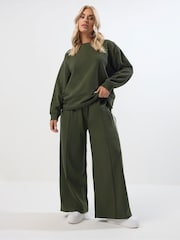 Verde - Calça de moletom Yours Curve com perna larga - Imagem 3 de 5