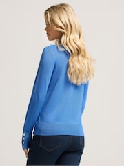 M&Co Blue Petite Petite Button Turtle Neck Jumper - Image 3 of 5