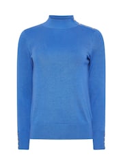 M&Co Blue Petite Petite Button Turtle Neck Jumper - Image 5 of 5