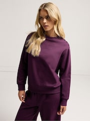 M&Co Purple Petite Button Detail Sweatshirt - Image 1 of 5
