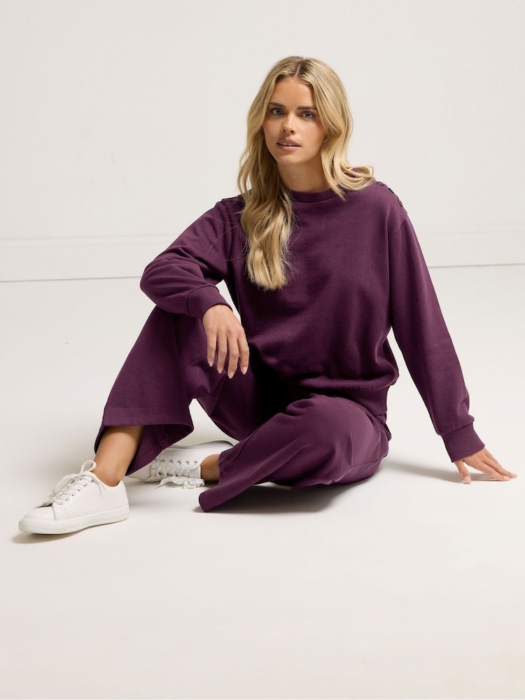 M&Co Purple Petite Button Detail Sweatshirt - Image 2 of 5