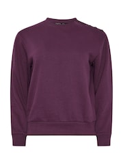 M&Co Purple Petite Button Detail Sweatshirt - Image 5 of 5