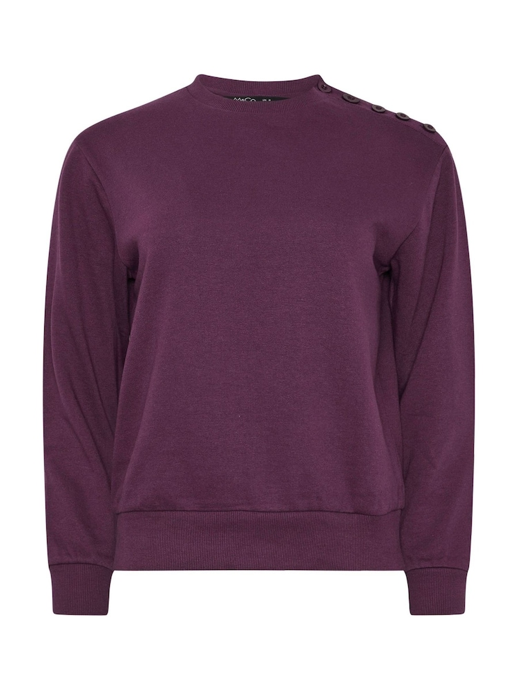 M&Co Purple Petite Button Detail Sweatshirt - Image 5 of 5