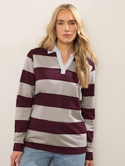 Vermelho - Moletom Long Tall Sally Stripe Rugby Sweatshirt - Imagem 1 de 5