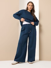 Yours Curve Blue Wide Fit Wide Leg Joggers - Image 3 of 5