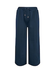 Yours Curve Blue Wide Fit Wide Leg Joggers - Image 4 of 5
