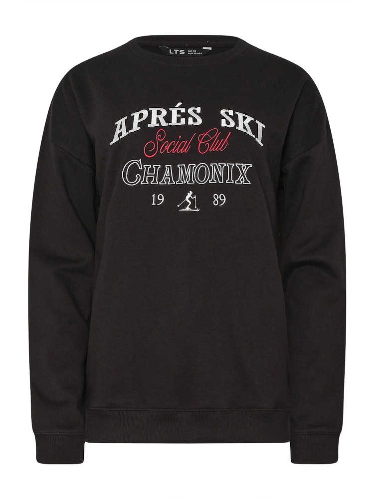 Long Tall Sally Black Apres Embroidered Sweatshirt - Image 1 of 1 Long Tall Sally Black Apres Embroidered Sweatshirt - Image 1 of 1