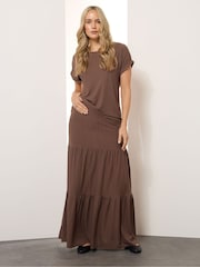 Long Tall Sally Brown Textured Grown On Sleeve Top - Image 2 of 5