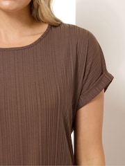 Long Tall Sally Brown Textured Grown On Sleeve Top - Image 4 of 5