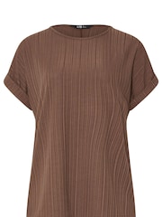 Long Tall Sally Brown Textured Grown On Sleeve Top - Image 5 of 5