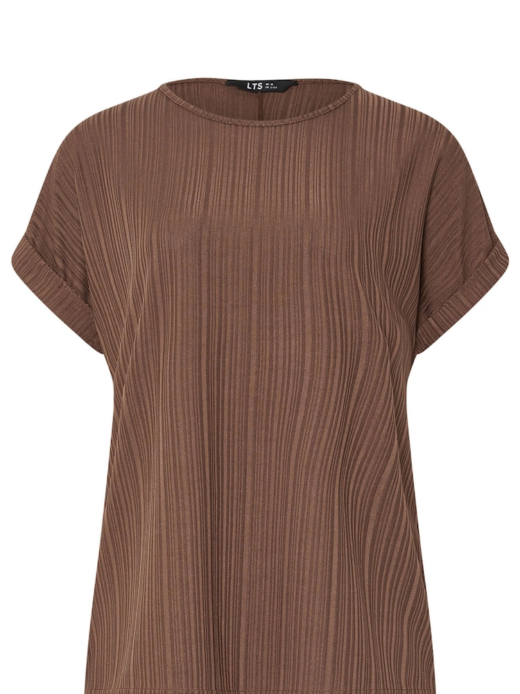 Long Tall Sally Brown Textured Grown On Sleeve Top - Image 5 of 5