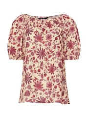Castanho - Blusa Long Tall Sally com estampa Floral Print e borlas estilo Boho - Imagem 4 de 5