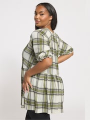 Yours Curve Green Tiered Notch Texture Top - Image 3 of 5