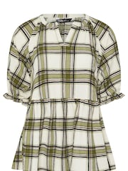 Yours Curve Green Tiered Notch Texture Top - Image 5 of 5