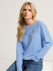 M&Co Blue Petite Petite Lace Trim Jumper - Image 1 of 5