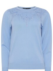 M&Co Blue Petite Petite Lace Trim Jumper - Image 5 of 5