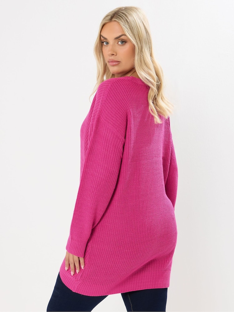 Yours Curve Pink Essential Jumper - Image 2 of 5 Yours Curve Pink Essential Jumper - Image 2 of 5