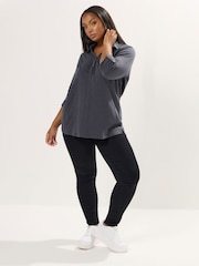 Yours Curve Grey Placket Jersey Shirt - Image 2 of 5