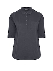 Yours Curve Grey Placket Jersey Shirt - Image 5 of 5