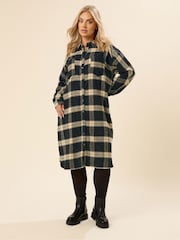 Yours Curve Black Longline Check Shirt - Image 1 of 6