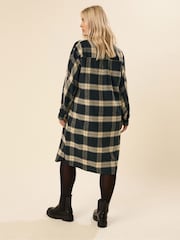 Yours Curve Black Longline Check Shirt - Image 2 of 6