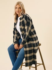 Yours Curve Black Longline Check Shirt - Image 5 of 6
