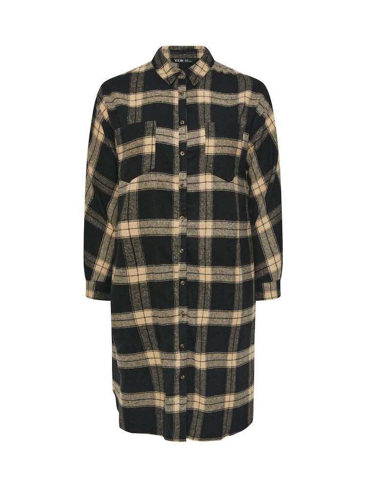 Yours Curve Black Longline Check Shirt - Image 6 of 6