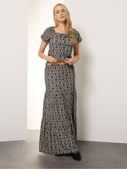 Long Tall Sally Black Textured Tiered Maxi Skirt - Image 1 of 5