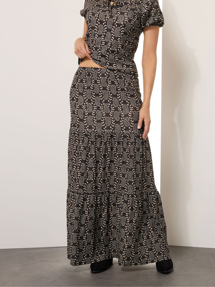 Long Tall Sally Black Textured Tiered Maxi Skirt - Image 2 of 5