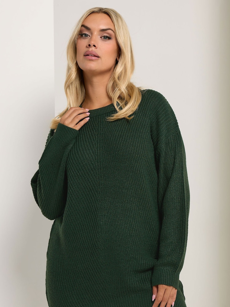 Yours Curve Green Essential Jumper - Image 1 of 5 Yours Curve Green Essential Jumper - Image 1 of 5