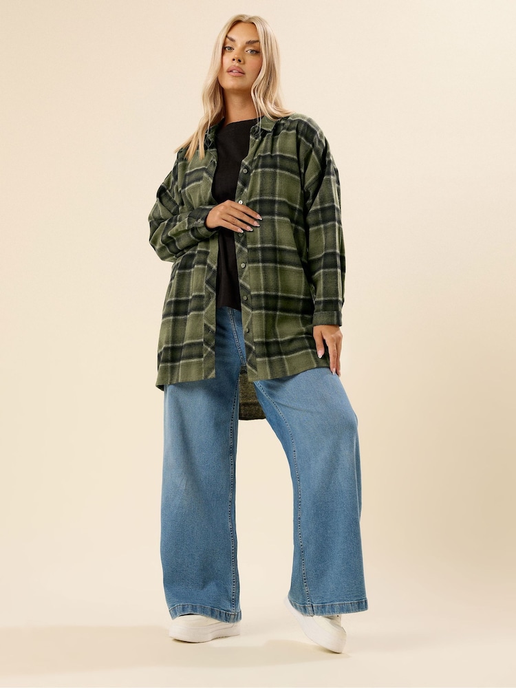 Verde - Yours Curve Oversized Check Shirt - Imagem 2 de 5