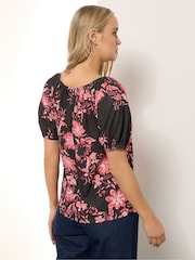 Preto - Blusa Long Tall Sally com estampa Floral Print e borlas estilo Boho - Imagem 3 de 5