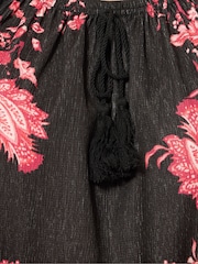 Preto - Blusa Long Tall Sally com estampa Floral Print e borlas estilo Boho - Imagem 4 de 5