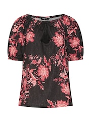 Preto - Blusa Long Tall Sally com estampa Floral Print e borlas estilo Boho - Imagem 5 de 5