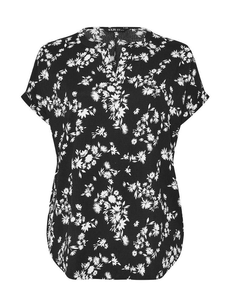 Yours Curve Black Notch Neck Texture Top - Image 4 of 4 Yours Curve Black Notch Neck Texture Top - Image 4 of 4