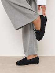 Yours Curve Black Extra Wide Fit Extra Wide Fit Fringe Moccasin Loafers - Image 1 of 5