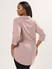 Yours Curve Pink Placket Jersey Shirt - Image 3 of 5