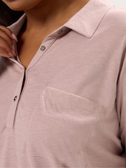 Yours Curve Pink Placket Jersey Shirt - Image 4 of 5