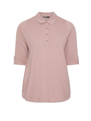 Yours Curve Pink Placket Jersey Shirt - Image 5 of 5