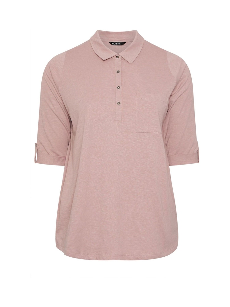 Yours Curve Pink Placket Jersey Shirt - Image 5 of 5