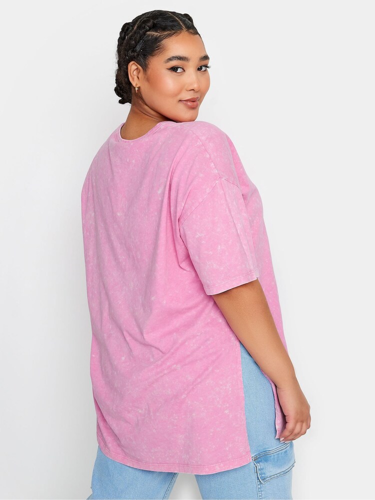 Yours Curve Pink Oversized Side Split 100% Cotton Top - Image 3 of 5