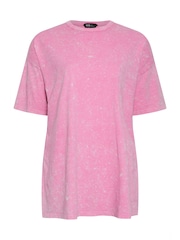 Yours Curve Pink Oversized Side Split 100% Cotton Top - Image 5 of 5