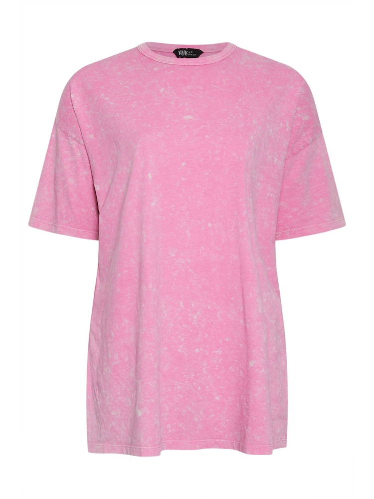 Yours Curve Pink Oversized Side Split 100% Cotton Top - Image 5 of 5 Yours Curve Pink Oversized Side Split 100% Cotton Top - Image 5 of 5