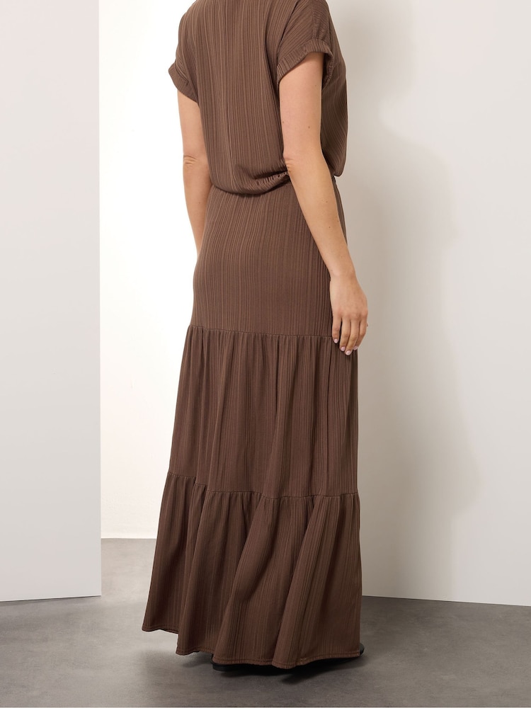 Long Tall Sally Brown Textured Tiered Maxi Skirt - Image 2 of 5