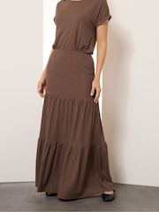 Long Tall Sally Brown Textured Tiered Maxi Skirt - Image 3 of 5