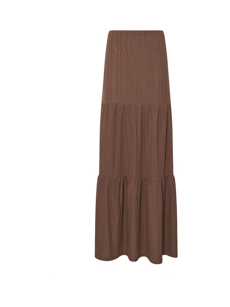 Long Tall Sally Brown Textured Tiered Maxi Skirt - Image 5 of 5
