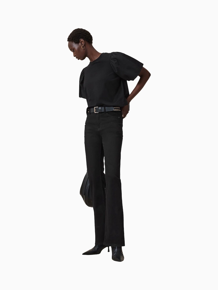 AllSaints Black Slim Haldan Bootcut Jeans - Image 1 of 9